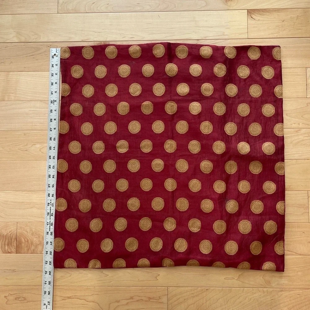Burgundy Red Gold Embroidered Medallion Square Pillow Cover Sham 22x22 Zipper